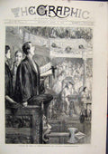 Original Old Antique Print Reminiscence Oxford Commemoration 1875 Speaker House