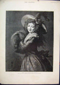 Original Old Antique Print Portrait Lady Fur Muff 1889 Beautiful 19th