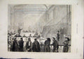 Original Old Antique Print 1875 Among Brigands Trial Courtroom People Watching