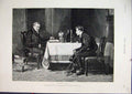 Original Old Antique Print Young Man Father 1892 Sitting Table Reading Book Art