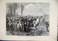 Old Antique Print 1871 Queens Hounds Uncarting Stag Horses Children Trees 19th
