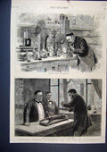 Old Antique Print Thursday Morning City 1871 Change Bank Rate Men Street 19th