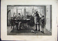 Original Old Antique Print 1889 Little Boy Mischief Woman Man Table Apples 19th