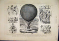 Original Old Antique Print Captive Balloon Tuileries Paris 1878 Sketches 19th