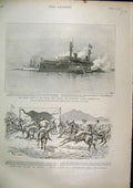 Old Antique Print 1897 Battleship Kaiser Friedrich Gymkhana Crete Troops 19th