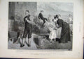 Original Old Antique Print 1893 Scene Garden Convict Prison Portland Man Brush