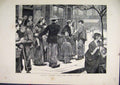 Original Old Antique Print 1871 Crossing Street Under Fire Paris France Skating