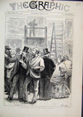 Original Old Antique Print 1872 Men Varnishing Royal Academy Top Hats Sketch