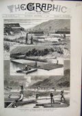 Old Antique Print United States 1876 Timber Trade Logs Pond Dam Sketches 19th