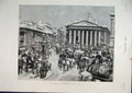 Original Old Antique Print Bank 1887 Street Scene Building Horse Cart Crowds