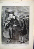 Old Antique Print 1893 Gladstone Arrival Prince Street Station Edinburgh 19th