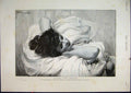 Original Old Antique Print 1892 Beautiful Woman Portrait Planning Love Campaign