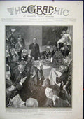 Old Antique Print Chamberlain 1903 Speaking Luncheon Constitutional Club 20th