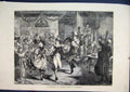 Original Old Antique Print 1870 Ernteball Harvest Festival Germany Dancing Party