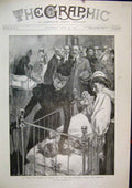 Original Old Antique Print 1899 Princess Wales Visit Alexandra Hospital Children