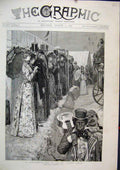Original Old Antique Print Goodwood Waiting Coaches Arriving 1890 Music Men 19th