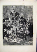 Old Antique Print 1871 Foresters Fete Under Greenwood Tree Picnic Drinks 19th