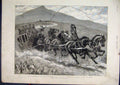 Original Old Antique Print 1890 Transvaal Gfields Coach Eight Horses Sketch 19th