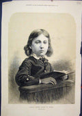 Original Old Antique Print 1873 Portait Prince Albert Victor Wales Young Boy