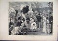 Original Old Antique Print 1872 Flower Show Family Statue Beautiful Dresses 19th