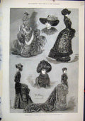 Original Old Antique Print 1882 Winter Fashions Messr Swan Piccadilly-Circus