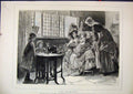 Old Antique Print Family Scene C1850 Woman Sitting Baby Children Fine Art 19th