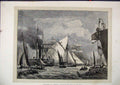 Old Antique Print 1872 London Sketches High Water Ships Boat Sail Stormy 19th