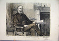 Original Old Antique Print 1887 Portrait Russell Lowell Celebrities Victorian