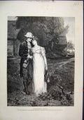 Original Old Antique Print Country Scene 1886 Man Woman Romance 19th