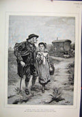 Original Old Antique Print Caravan Horse C1850 Little Nell Grandfather Country