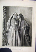 Original Old Antique Print Portrait Female Beauty Woman Colour C1850 Leslie 19th