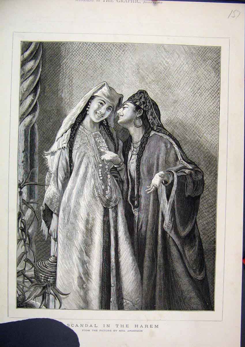Original Old Antique Print Portrait Female Beauty Woman Colour C1850 Leslie 19th
