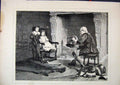 Original Old Antique Print 1879 Young Boy Girl Story Telling Fire-Side Fine Art