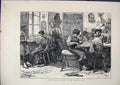 Original Old Antique Print 1871 Wood Carving School Bavarian Alps 19th
