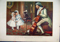 Original Old Antique Print 1882 Colour Children Christmas Music Man Danicng 19th