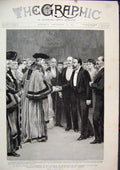 Original Old Antique Print Zola London 1893 Guildhall Lord Mayor Council Chamber