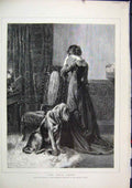 Original Old Antique Print C1850 Woman Big Chair Percy Macquoid Fine Art 19th