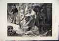 Original Old Antique Print 1875 Brigands Man Cave Victim Rifles 19th