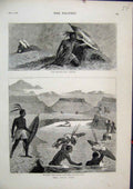 Original Old Antique Print 1879 Zulu War Hailstorm Evelyn Wood Blood River 19th