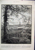 Original Old Antique Print 1890 Joynson Paper Mills Mary Cray Kent Country Scene