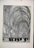 Original Old Antique Print 1872 Great Hall New Law Courts Building Victorian