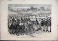Original Old Antique Print English Volunteers 1871 Public Gardens Shanghai 19th