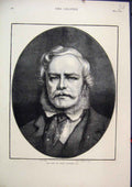 Original Old Antique Print 1873 Portrait Late Sir Edwin Landseer 19th