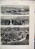 Original Old Antique Print 1875 Transvaal GFields Africa Diggers Sabie Fall 19th
