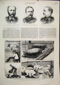 Original Old Antique Print 1879 Turtles H.M.S.Jumna Knox Leet Massy Macpherson