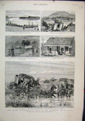 Original Old Antique Print 1887 GTransvaal South Africa Coetzee Pont Pretoria