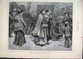 Original Old Antique Print 1873 London Sketches Country Visitor Women Flowers