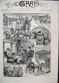 Original Old Antique Print 1887 Hunting Horses Coach Pulman Drawing-Room Car