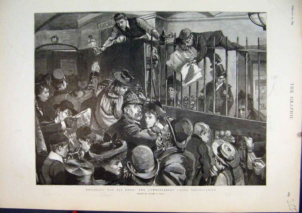 Original Old Antique Print Besieging Pit Door 1894 Commissariat Men Climbing Art
