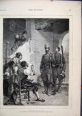 Original Old Antique Print Spain 1874 Siers Letter Man Sitting Chair Woman 19th